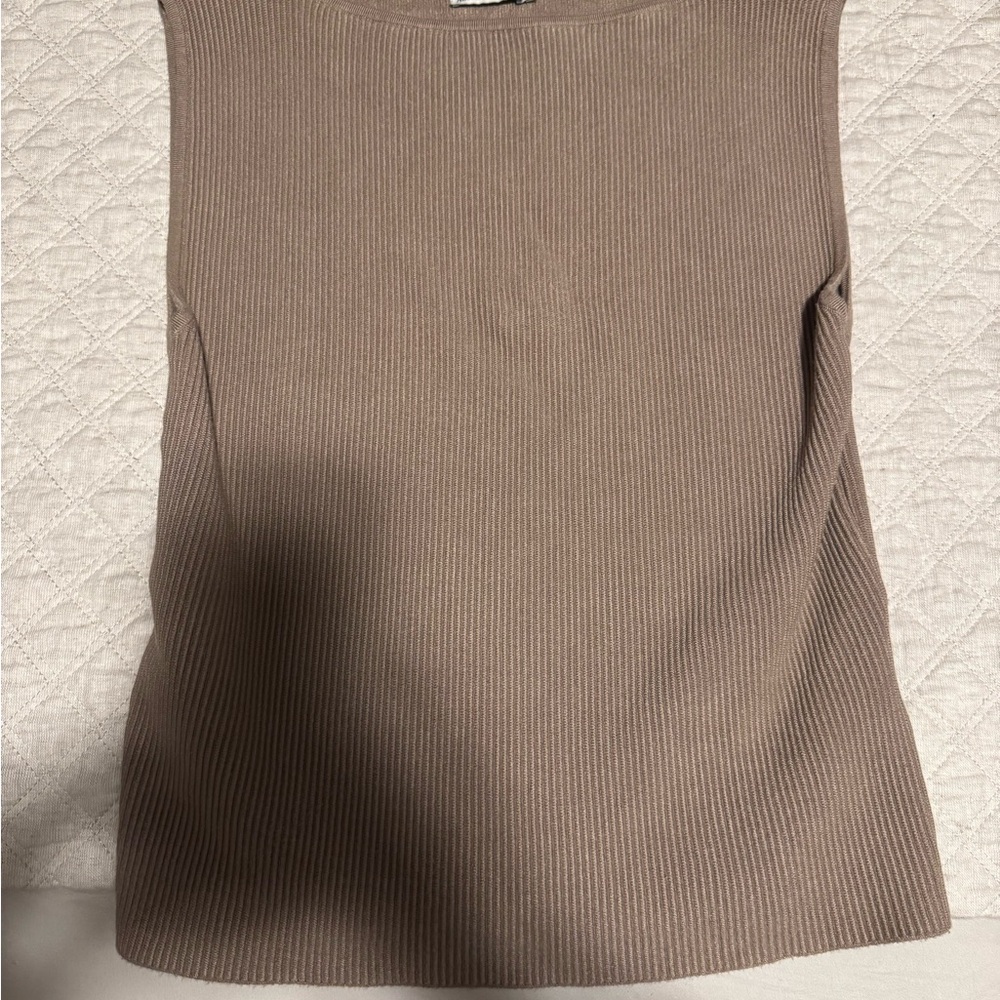 Abercrombie & Fitch Taupe Ribbed Sleeveless Top